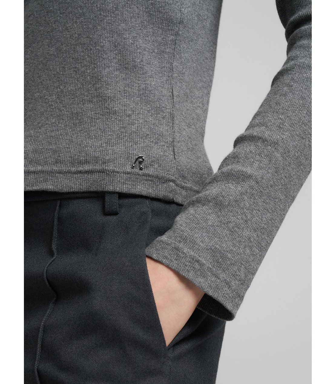 スリムフィット・ハイネックロングTシャツ 詳細画像 ダークグレーメランジ 6